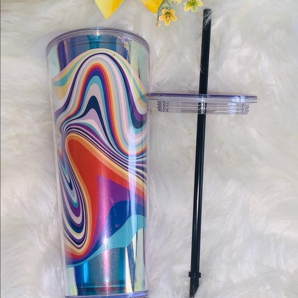 Starbucks 2pc Set Target Exclusive Rainbow Retro Swirl Wave Tumbler Cup & Tote - Picture 9 of 15
